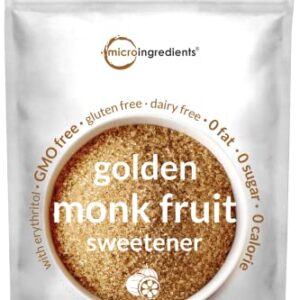 Golden Monk Fruit Sweetener with Erythritol, 4 Pounds - No After Taste - Brown Sugar Substitute, Keto Diet Friendly, Zero Calorie, Natural Sweetener for Drinks, Coffee, Tea, Cookies, No-GMO, Vegan