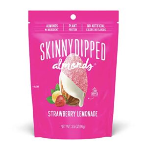 SKINNYDIPPED Strawberry Lemonade Almonds, Limited Edition, Healthy Snack, Plant Protein, Gluten Free, 3.5 oz Resealable Bags, Pack of 5