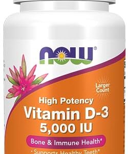 NOW Supplements, Vitamin D-3 5,000 IU, High Potency, Structural Support*, 240 Softgels