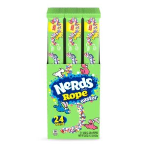 Nerds Rope Easter Candy | Single Serving Easter Candy Individually Wrapped | Full Size Candy for Easter Basket | Crunchy Chewy Gummy Candy Rope | 0.92 oz (Pack of 24)