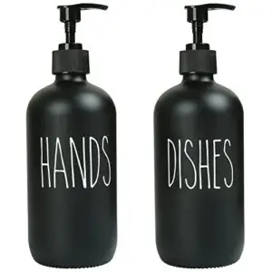 MOMEEMO Soap Dispenser Set 2 Pack, Contains Dish Soap Dispenser and Hand Soap Dispenser. 16 Oz Black Soap Dispenser with Black Plastic Pumps, Perfect for Black Kitchen Decor. (Black)