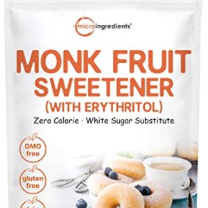 Monk Fruit Sweetener with Erythritol Granules, 4 Pounds, No After Taste, 1:1 White Sugar Substitute, Keto Diet Friendly, Zero Calorie, Natural Sweetener for Drinks, Coffee, Tea, Cookies, No-GMO, Vegan