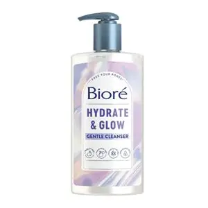 Biore Hydrate & Glow Gentle Face Wash for Dry Skin, Sensitive Skin, Dermatologist Tested, Fragrance Free, SLS/SLES Sulfate Free Facial Cleanser, Cruelty Free & Vegan Friendly 6.77 Oz Bottle 