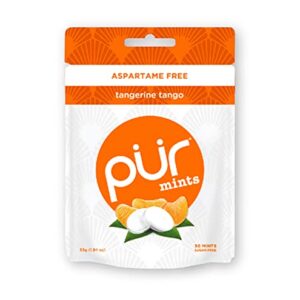 PUR Mints | Sugar Free Mints | 100% Xylitol | Vegan, Aspartame Free, Gluten Free & Diabetic Friendly | Natural Tangerine Tango Flavored Mints, 50 Pieces (Pack of 1)