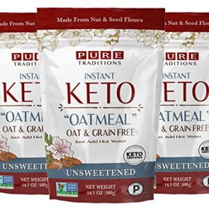 Keto Oatmeal, Instant Hot Cereal, Unsweetened, Certified Paleo, Keto Certified, Gluten & Grain Free (14.1 oz) (3 Pack)