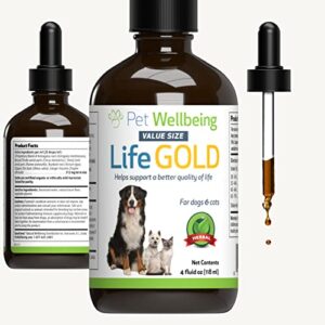 Pet Wellbeing Life Gold for Dogs and Cats - Vet-Formulated - Immune Support and Antioxidant Protection - Natural Herbal Supplement 4 oz (118 ml)