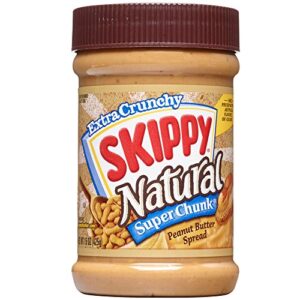 SKIPPY Natural Super Chunk Peanut Butter Spread, 15 Ounce (Pack of 12)