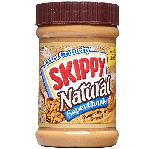 SKIPPY Natural Super Chunk Peanut Butter Spread, 15 Ounce (Pack of 12)