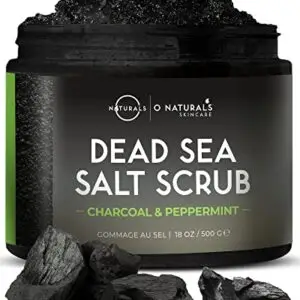 O Naturals Activated Charcoal Mens Body Scrub, Dead Sea Salt Scrub for Men, Anti-Aging Mens Skin Care, Charcoal Natural Body Exfoliating Scrub, Mens Face Scrub, Hand scrub & Body Polish 18oz