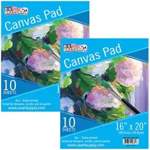 U.S. Art Supply 9" x 12" 10-Sheet 8-Ounce Triple Primed Acid-Free Canvas Paper Pad (Pack of 2 Pads)
