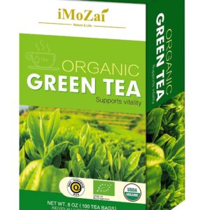 Imozai Organic Green Tea Bags 100 Count Individually Wrapped